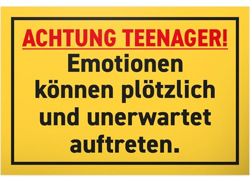 DankeDir! Teenager Emotionen - Schild 30 x 20 cm - Jungen & Mädchen Teenager Türschild Geschenkidee Zimmer Spruch - Zimmer Deko Dekoration Geschenk Idee Tür Deko Geburtstag Jugendliche