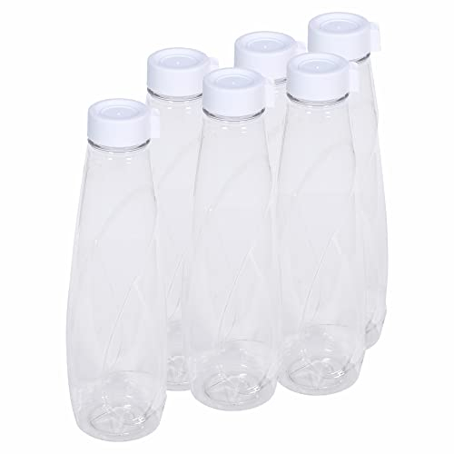 6 PCS x 950ML Plastic Transparent Water Bottles Juice Bottles BPA Free Leakproof Reusable Smoothie Drink Bottles With Screw Lid Fridge Door Storage Bottle For Sports Gym School Home (Oasis Clear)