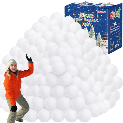 200 Pack Snow Balls for Kids Indoor, Soft Plush Snow Ball Fight Set, Fake Snow Balls Realistic Artificial Snow Balls Toys for Multiplayer Indoor Outdoor Winter Game Christmas Decor Present DIY Kit