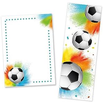 12 Lesezeichen + 12 Mini-Notizblöcke (A7-Format) Fußball Fussball Mitgebsel für Kindergeburtstag Gastgeschenke für Kinder Jungsgeburtstag Jungen