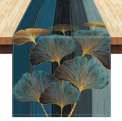 LRartdeco Table Runner Bleu Chemin Table Décoration Champetre Chemins de Table Tissu Chemin de Table Rétro Style Frustique pour Vacances Vénements Dîner Décorations 40x140cm