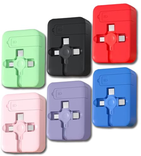 6 Pack 3 in 1 Charging Cable Retractable, USB Multi Charging cables