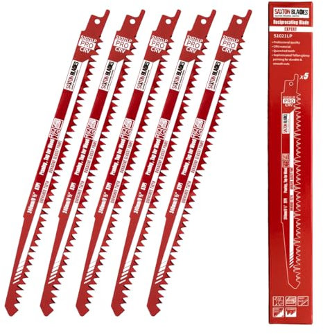 Saxton S1021LP 240mm Professional Range Fast Cutting Reciprocating Saw Wood Blade Chromium-Vanadium Steel (CrV) for Long Life Pack of 5