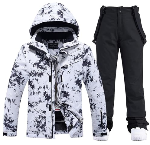 HOTIAN Damen Ski Jacke und Hosen 2 Teilig Set Skianzug Damen Winter Warme Schnee Skifahren Sätze Wasserdicht Winddicht Snowboard Set