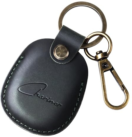 Étui pour porte-clés Apple AirTag, porte-clés Airtags en VÉRITABLE cuir, étui caché pour Air Tag [Vert foncé 1.0]