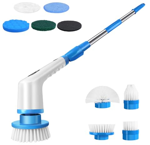 Elektrische Spin Scrubber Akku Reinigungsbürste Scrubber mit 9 Reinigungsbürsteköpfen, Akku Dusche Bürste mit 3.0Ah Batterie und Ladegerät, EMDTOOL