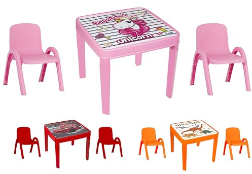 A406 Toddlers Table and chair set children chairs and Table set Kids Plastic furniture for bedroom study desk and chair for Boys and Girls Indoor and Outdoor (Pink)