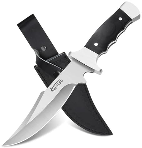 sukudon Camping Messer,Outdoor Messer Survival Bushcraft Messer，Jagdmesser Survival Knife Outdoor-Messer für Camping Feststehende Klinge Jagdmesser mit Scheide，Geeignet für Outdoor, Abenteuer