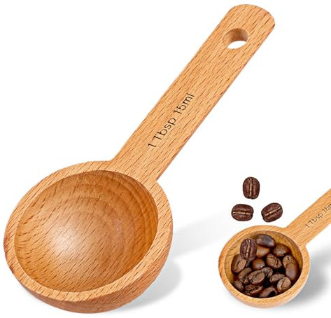 Wooden Coffee Scoop, 1 Tbsp 15ml Small Coffee Scoops for Jars Canisters Wood Sugar Scoop Coffee Measuring Spoon Wooden 1 Tablespoon Scoop for Home Kitchen Measuring Coffee Beans Tea Sugar