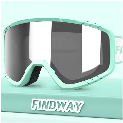 Findway Masque de ski pour enfants, lunettes de snowboard pour porteurs de lunettes, OTG, protection UV, casque compatible, anti-buée, lunettes de ski pour enfants pour le ski/le skate/le motoneige