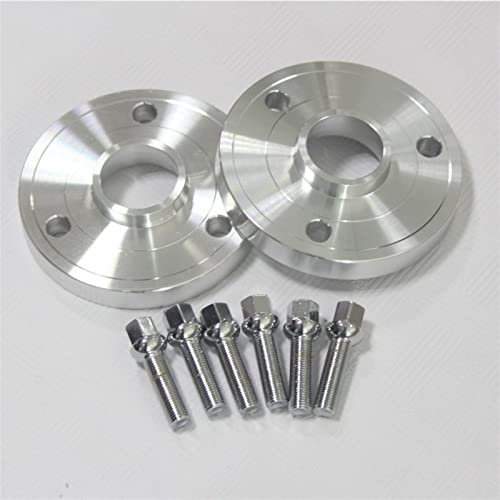 Wivplex 2 4-teiliges 15-20-mm-Aluminium-Rad-Distanzstück PCD 3-112 CB 57.1, for Smart, CABRIO 450 CITY-COUPE 450 FORTWO CABRIO 450 Adapter für Spurverbreiterungen(2PCS 15mm Silver)