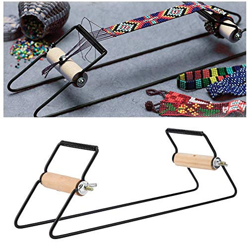 Risegun Perlen-Webstuhl, Perlen Loom Webrahmen Perlenwebrahmen, Perlenwebstuhl Edelstahl Weben Perlen Strickmaschine für DIY Handgemachte Schmuck Armbänder Halsketten (Schwarz)