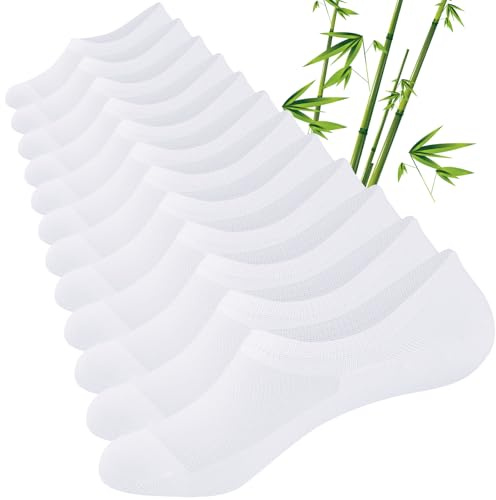 Cirorld Bamboo No Show Socks for Men & Women, 6 Pairs, Non-Slip | 30% bamboo invisible liner socks with breathable mesh, seamless toe and silicone heel grips; for trainers and loafers.