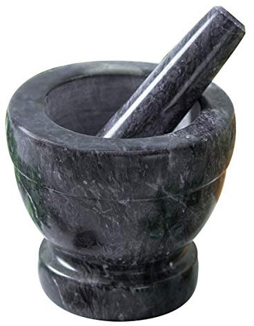 SBCGFY Juego de mortero y Maja de Primera Calidad, sólido y de mármol, para Especias, Hierbas, Semillas, Sal y Pimienta, triturador, Pasta para moler, cómodo y fácil de Usar(Gris S)