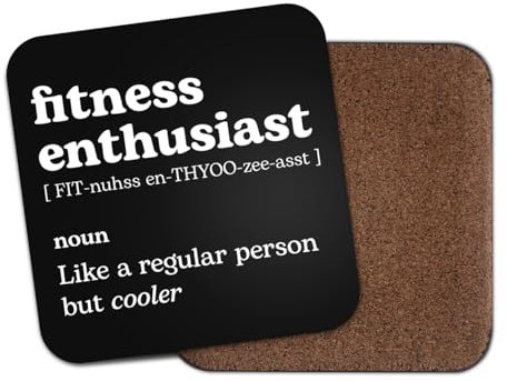 Fitness Enthusiast Square Coaster - Gym Sport Fan Dictionary Regular But Cooler Definition Funny Joke Hobby Men Women Kitchen Drink #82622
