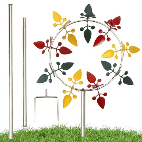 Moulin à vent de jardin – Moulin à vent en métal pour extérieur – Moulin à vent lumineux et résistant aux intempéries – Décoration de cour pour allée de ferme