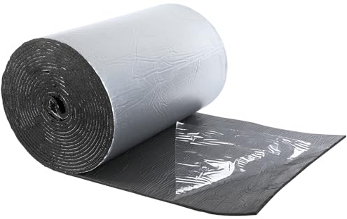Putentfun 7mm Self Adhesive Aluminium Foil Insulation,Thermal Soundproof Cotton Layer,Heat Reflector & Radiant Barrier,Ideal for Roofs,Walls & Camper,1m x 10m(0.5m x 10m x 2Roll) = 10㎡
