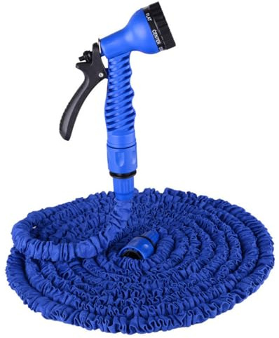 Dehnbarer Gartenschlauch, 15 m, robuster Wasserschlauch, einziehbare Schläuche – erweiterbares Schlauch-Design, auslaufsicher, flexible dehnbare Schläuche mit Sprühdüse mit 7 Funktionen, Blau 15 m