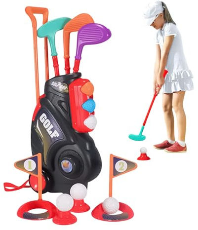 Bâtons de Golf pour 3-5 Ans - Set de Golf Portable | Jouet Cadeau pour Jardin, Cour, intérieur, fêtes d'anniversaire, expérience de Jeu pour