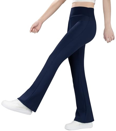 BIG ELEPHANT Leggings évasés doublés en Polaire pour Filles – Pantalons Sport Taille Haute à Jambes Larges pour Enfants