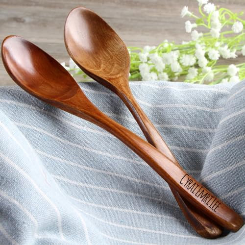 HERSTL Cuillère En Bois Gravée Personnalisée, Récompense, Texte Ou Logo Gravé Sur Le Manche, Ustensiles De Cuisine Personnalisés For Pendaison De Crémaillère, Chef, Cadeaux For Maman(S)