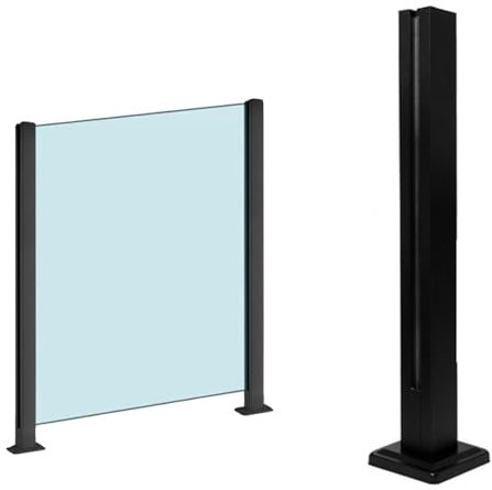 Poteau de balustrade en verre pour balustrade, balcon, terrasse et escaliers – Version sans main courante – Hauteur personnalisable