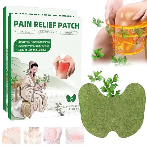 Shiptree Anti Douleur Genoux 40 Pièces, Patch Chauffant Dos, Natural Herbal Patchs de Soulagement de la Douleur Pour Douleurs au Cou, Epaules, Courbatures