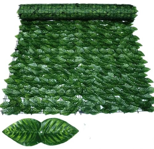 Siepe artificiale di foglie di edera, 100 x 300 cm, recinzione verde per casa, giardino, balcone, decorazione realistica, resistente ai raggi UV, facile da installare
