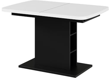 Vicco Esstisch Fenaro, Weiß/Schwarz, 120-160 x 80 cm | mit offenen Fächern, ausziehbar für variable Tischgrößenanpassung