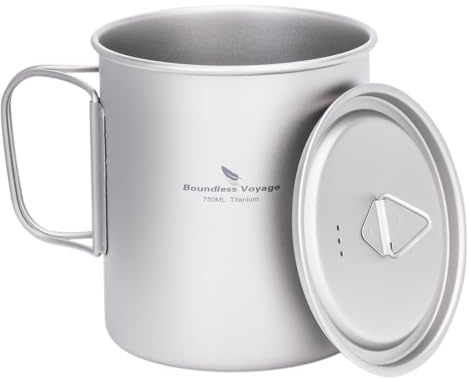 Boundless Voyage Titan-Tasse mit Deckel, für den Außenbereich, leicht, für Wandern, Rucksackreisen, Camping