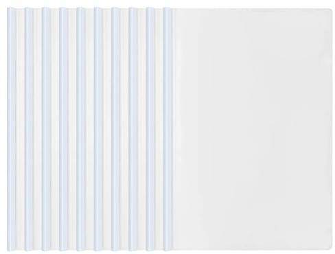 DOKRIN Couvertures de reliures Lot de 10 pochettes plastiques A4 pour rapports avec curseur et clips, adaptées aux documents de bureau et scolaires