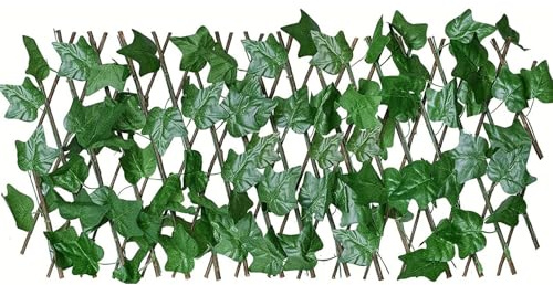 Kivivaka Brise-vue extensible en faux lierre – Séparateur de feuilles artificiel rétractable pour une utilisation en intérieur et en extérieur – 180 cm (L) x 22,9 cm (H) pour A