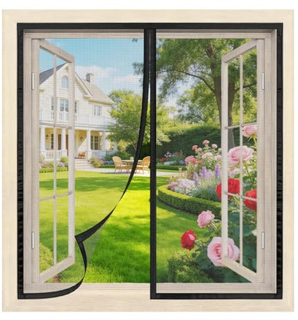CH JINGMIN Mosquitera Magnética para Ventanas 65 x 115 cm, para Puertas y Ventanas Deslizantes, Cierre Automático, Malla Ultrafina Anti Mosquitos, Instalación Rápida sin Taladrar, Negro