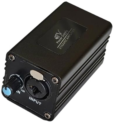OSNIYAW Amplificatore microfono professionale da 48 V per microfoni dinamici, amplificatore pickup regolabile e dinamico con uscita XLR