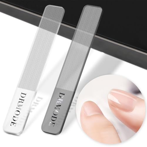Glass Nail File - 2PC Upgrade Glass Nail Shiner for Natural Nails Nano Nail Buffers Crystal Polisher with Case, Professional Manicure Tools Kit for Acrylic Nail Care for Women and Girls