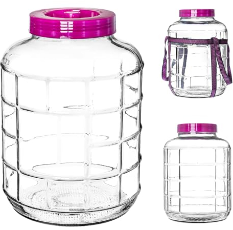 KADAX Glass Jar 12L, Large Fermentation Jar with Plastic Lid, Airlock and Wide Mouth Opening, Airtight Jar for Pickling, Preserving, Wine Container