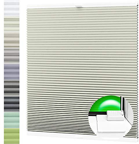 Wabenplissee nach Maß Verdunklung Thermo Plissee Kleben Ohne Bohren Creme Rückseite Weiß Breite: 71-80 cm, Höhe: 201-230 cm