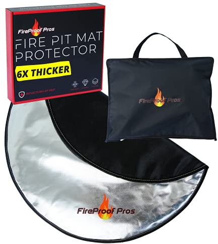 FireProof Pros Feuerstelle, rund, 101.6 cm, für Terrassen, Gras und Beton Hitzebeständige feuerfeste Matte,Glut Matte, dicker Feuerschalen-Schutz, Grillmatte für große Feuerstelle