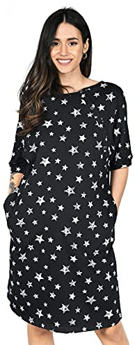 MijaCulture 3 in1 Geburtskleid Stillnachthemd Umstandsnachthemd 4128 (Schwarz/Strene, XXL)