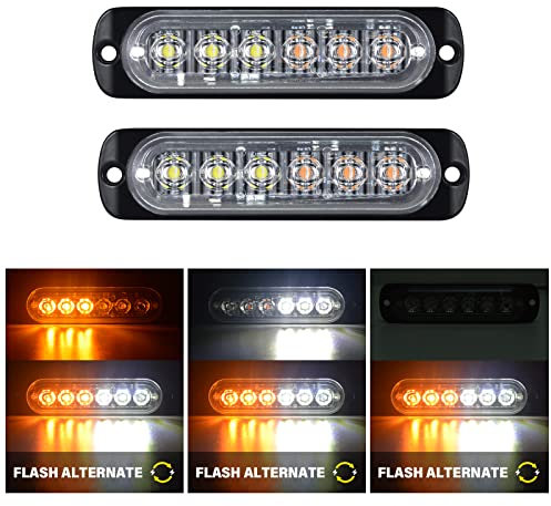 RIGIDON 2 Pièces 4.3 pouces 6 led barre lumineuse stroboscopique, 12v 24v clignotant gyrophare police feux de remorque, pour voiture camion off road ATV 4x4 vehicule, feu antibrouillard blanc orange