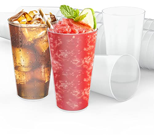 AOLUXLM 50 Bicchieri Plastica Rigida Lavabili da 480ml, Bicchieri Riutilizzabili per Bevande Caffe, Coppe per Feste per Giochi Addio al Nubilato, Compleanni, Matrimoni, Infrangibili 16OZ Colore Opaco