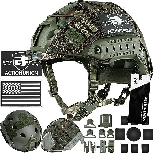 ACTIONUNION Airsoft Helmet Basic Set PJ Type Tactical Paintball Helmet (Large, OD)