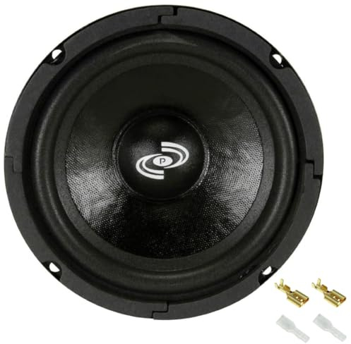 KIT SET PER PYLE PDMW6 1 midwoofer altoparlante da 16,5 cm 165 mm 6,5, da 125 watt rms e 250 watt max, impedenza 8 ohm, per casa party, 1 pezzo + faston di montaggio