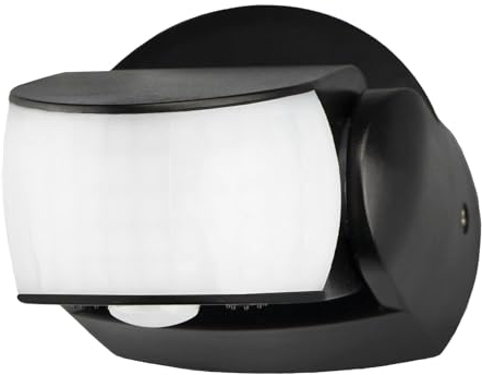 Ledvion - Bewegungsmelder Schwarz, Aufputz, Mit Dämmerungsschalter, Deckenmontage, IP65, Lichtsteuerung 180°, Arbeitsbereich 12m, Eingebauter Lichtsensor