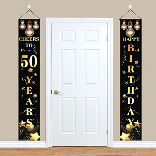 50. Geburtstag Deko Banner Schwarzes und Gold Geburtstag Party Dekorationen für Frauen und Männer 50. Geburtstagsdeko Alles Gute zum Geburtstag Banner