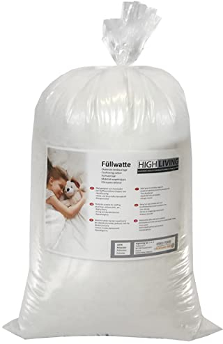 HIGH LIVING füllwatte füllmaterial 1000 Gramm Premium Comfort HollowFibre 100% Faserfüllung für Spielzeug, Kissen, Kissenbezüge Öko-Tex-Zertifiziert (Compressed, 2000 g)