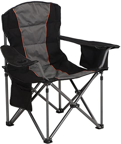 HIGH POINT SPORTS Campingstuhl Faltbar 200kg Klappstuhl Gepolstert mit Getränkehaltern Faltbarer Angelstuhl XXL mit Armlehnen, Schwarz