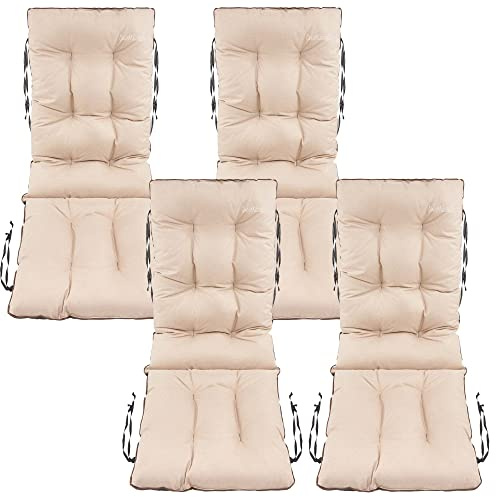 SuperKissen24. Set di 4 Cuscini per Sdraio 48x48x75 cm da Esterno ed Interno Resistente e Comodo per Sedie Reclinabili, Spiaggine e Poltrone da Giardino - Lino Beige