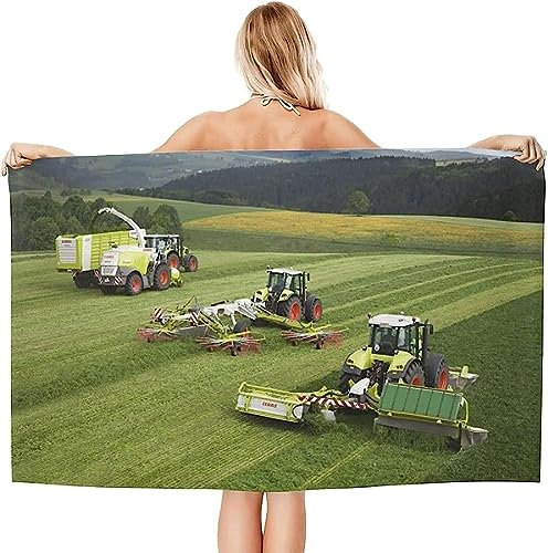 igyhuij Mähdrescher Strandtuch 80x160 cm, Weich Schnell Trocknen Microfaser Handtücher, 3D Strandhandtuch Mähdrescher Badetuch Strandlaken Handtuch, Herren Frauen Badetücher