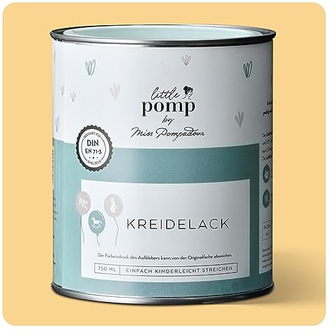 MissPompadour Kreidefarbe für Möbel Gelb & Kreativ 750ml - Holzfarbe, Holzlack matt innen - Möbellack, Möbelfarbe ohne Schleifen - Kreidefarbe für Holz, Metall, Kunststoff - LittlePomp